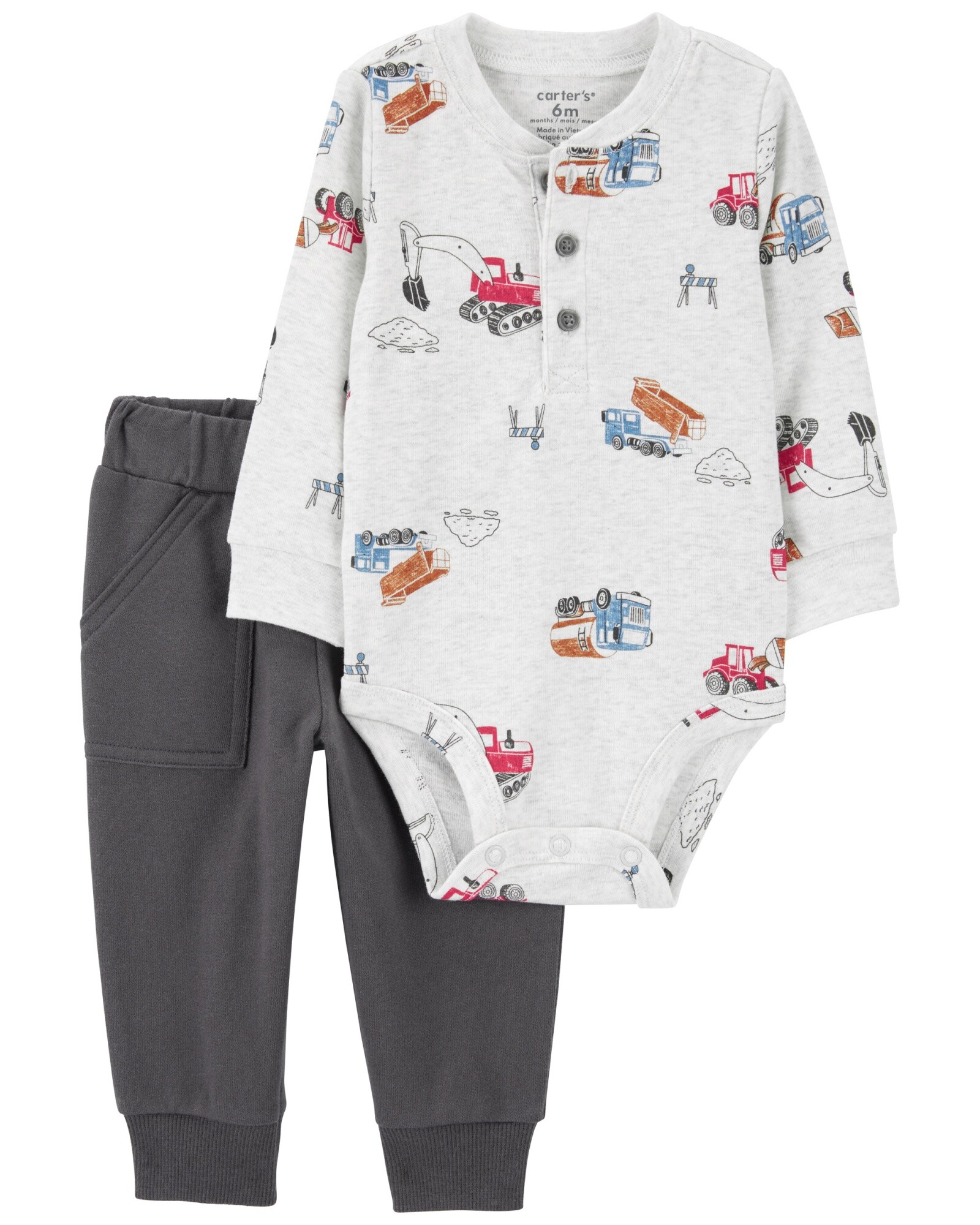 Set dos piezas de algodón, pantalón y body, diseño construcción Sin color