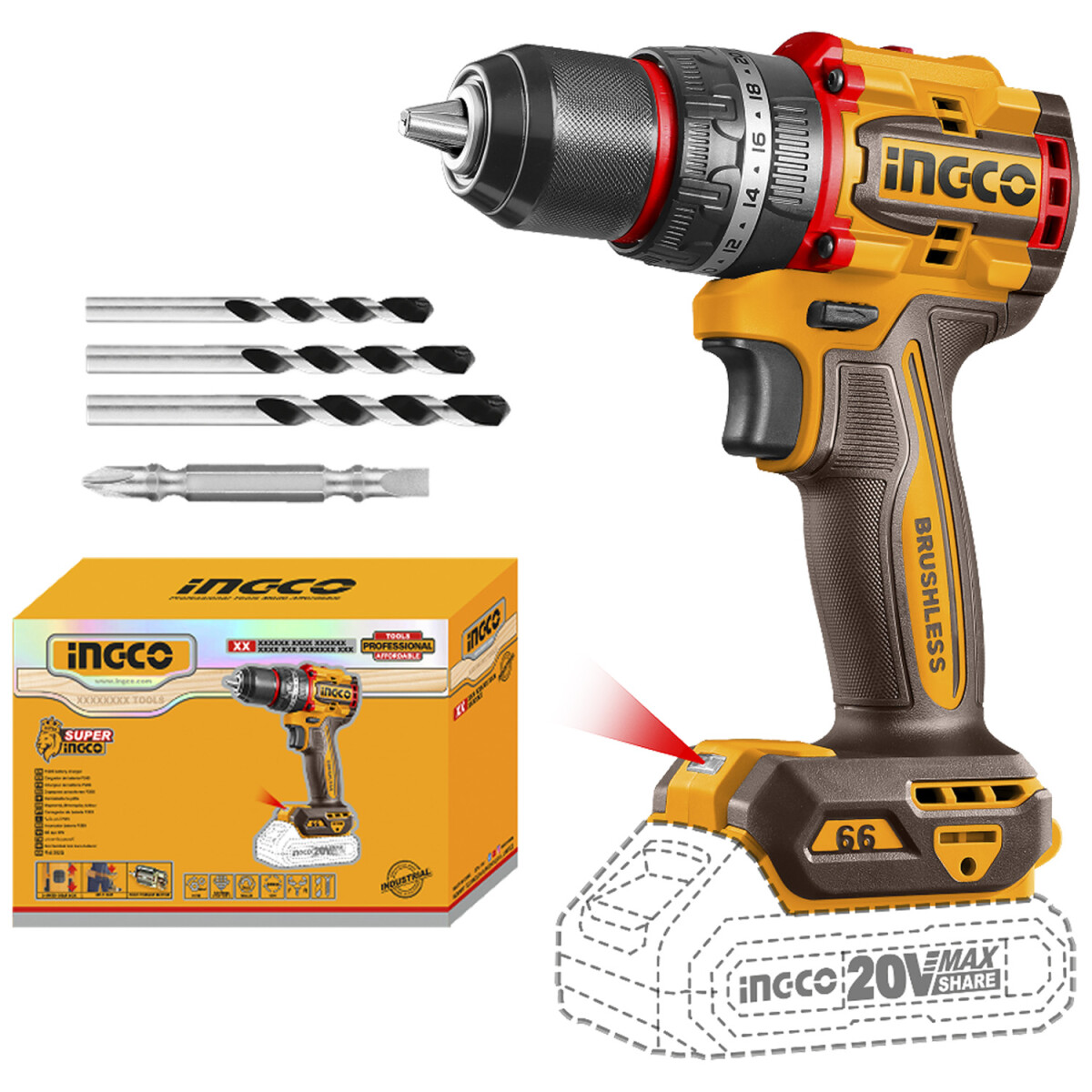 Taladro Atornillador Percutor Brushless Ingco CIDLI206681 