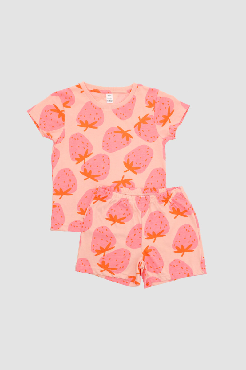 Pijama infantil frutillas Rosado