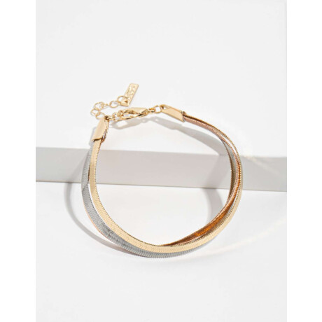 Pulsera Con Triple Cadena Dorado