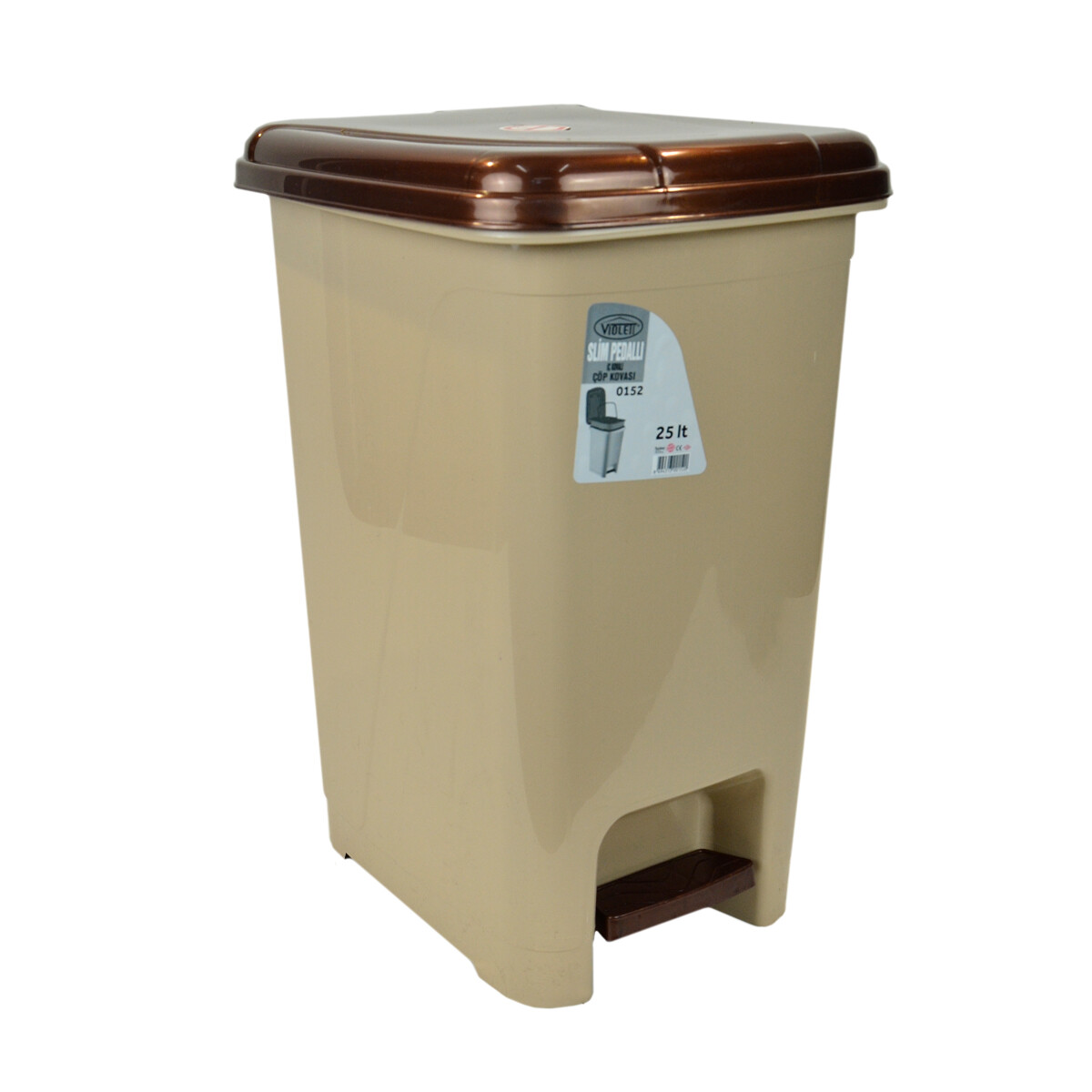 Tarro de residuos 25L con pedal y balde interno extraíble - BEIGE 