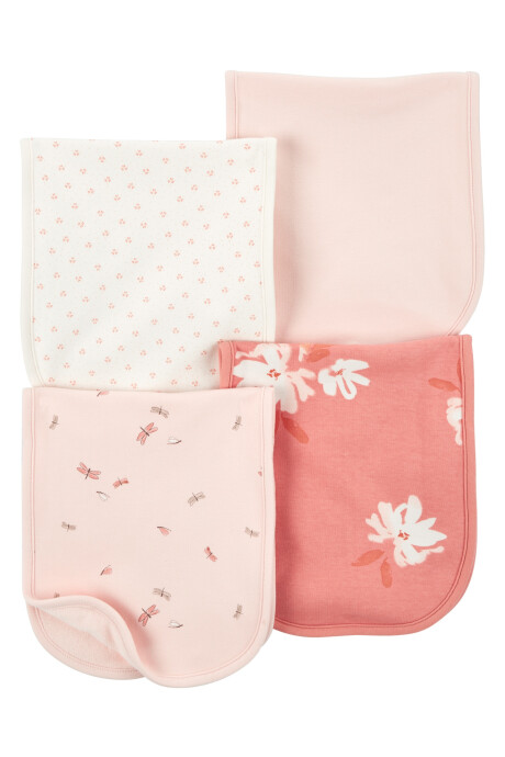 Pack cuatro babitas de algodón, estampadas, rosadas Pack cuatro babitas de algodón, estampadas, rosadas