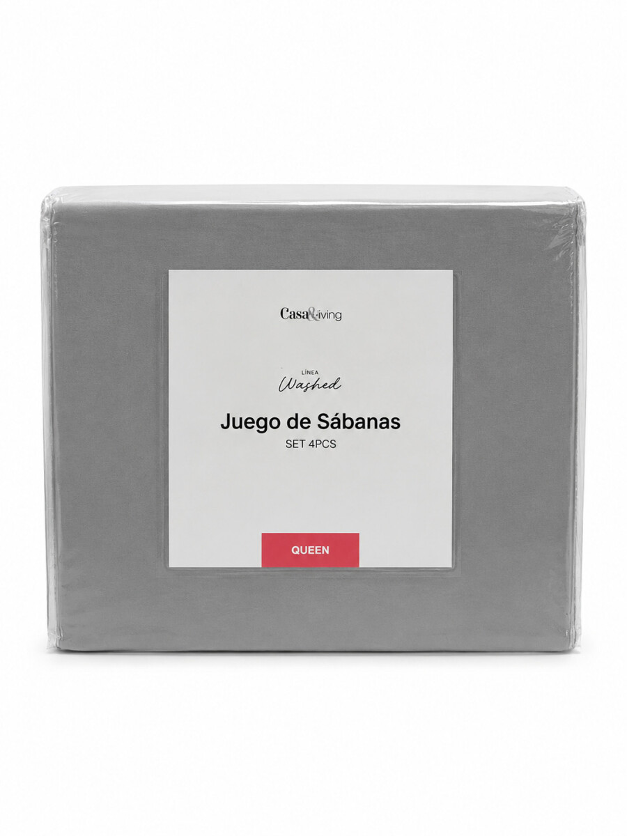 SABANAS JUEGO QUEEN 4PCS - GRIS 