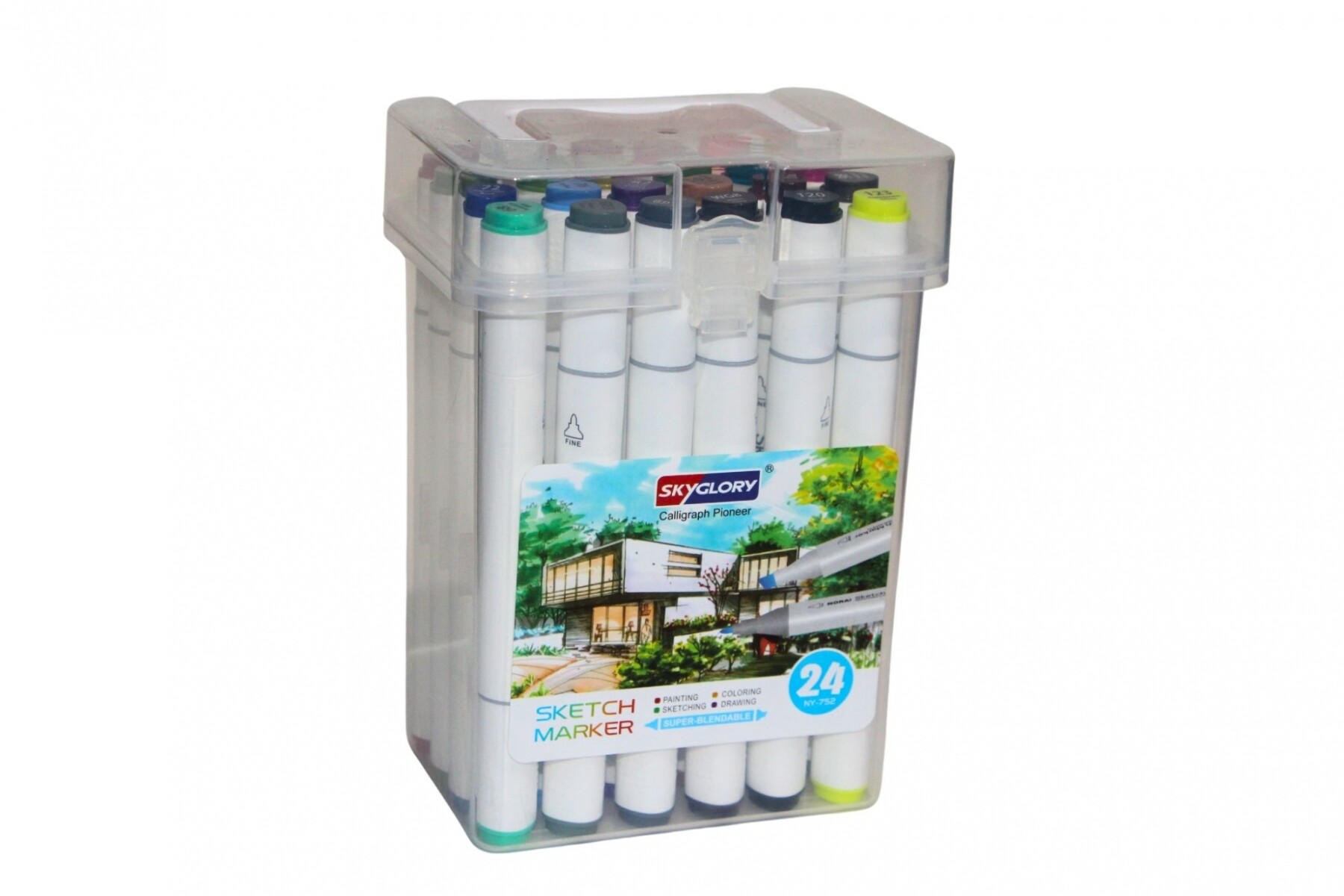 MARCADORES PERMANENTES DOBLE PUNTA X 24 UNIDADES 