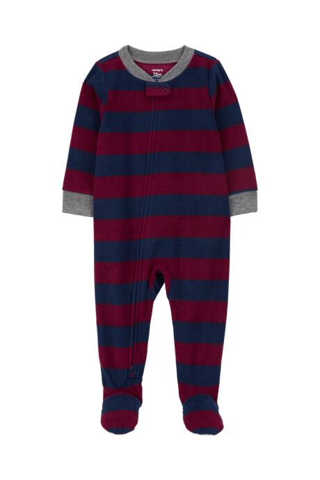Pijama una pieza de micropolar, con pie, diseño a rayas Sin color