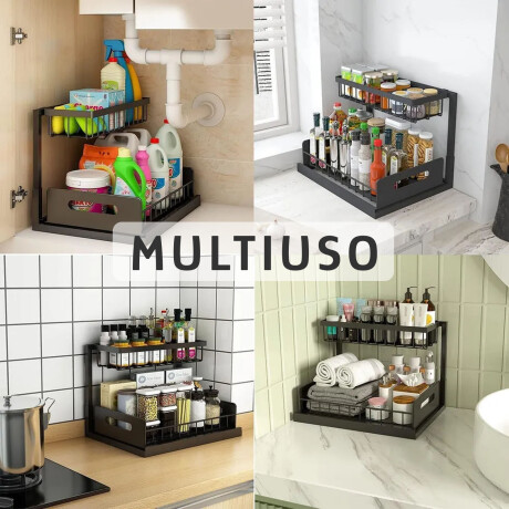 Organizador Multiuso Sobre y Bajo Mesada Rejilla Extraíble Negro