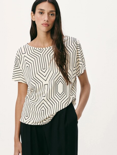 BLUSA ESTAMPADA DE MANGA CORTA BLANCO
