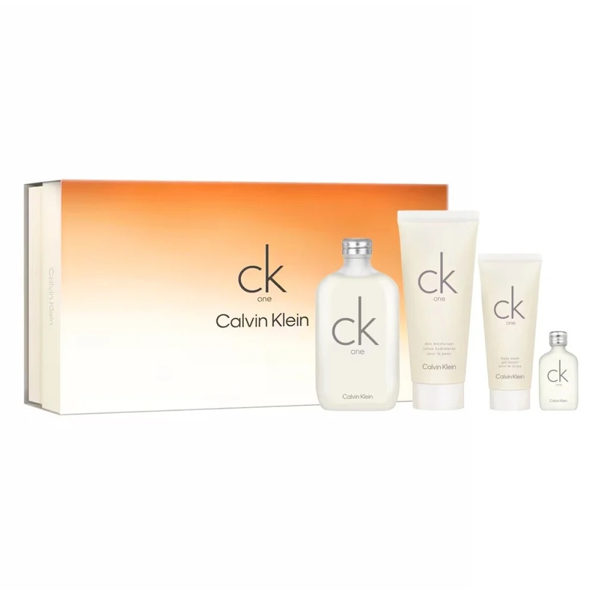 Set Ck One Edt 200ml + Body Lotion + Shower Gel + Mini Edt 15ml. 