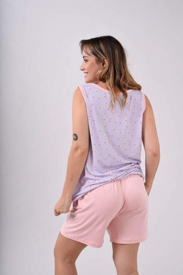 Pijama sin Manga Flores Pijama sin Manga Flores