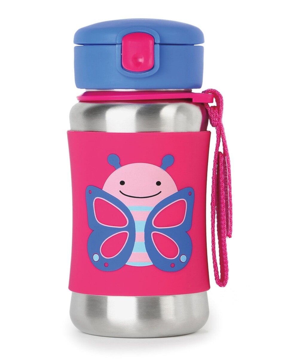 Botella acero inoxidable con sorbito, diseño mariposa 