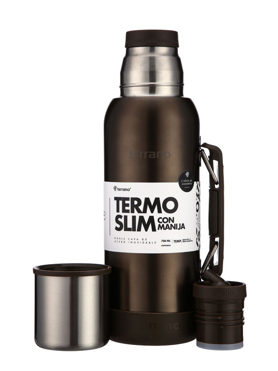 Termo Slim 750mL. con Base Silicona - Marrón Metalizado 