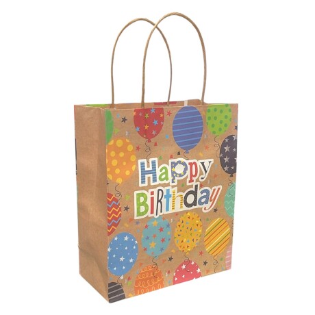 Bolsa Top Chica Happy Birthday Globos borde blanco