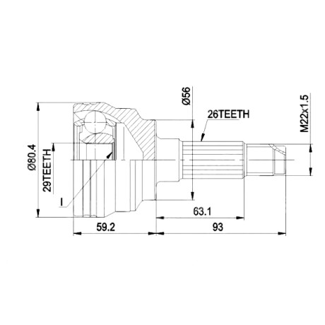 HOMOCINETICA HAIMA L-RUEDA HAIMA 3 (26-29-56) ABS 44D SEGURO INTERIOR - HOMOCINETICA HAIMA L-RUEDA HAIMA 3 (26-29-56) ABS 44D SEGURO INTERIOR -