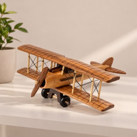 Avión Biplano Decorativo de Madera Estilo Vintage Avión Biplano Decorativo de Madera Estilo Vintage