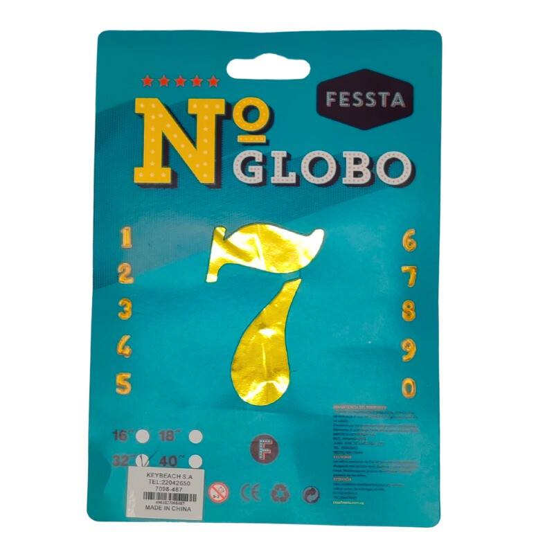 Globo Fessta Número 40 Pulgadas Dorado SIETE