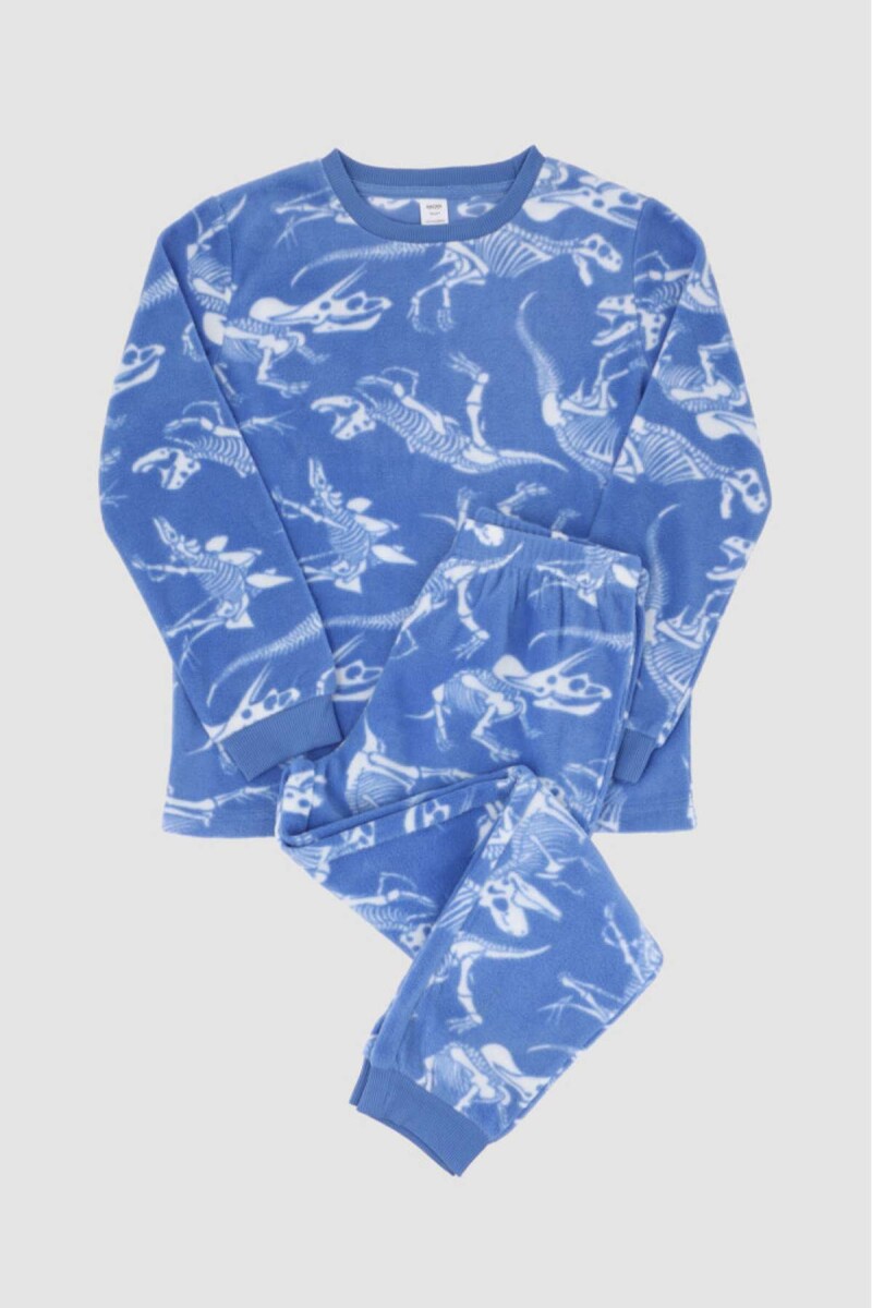 Pijama infantil polar raptor - Azul piedra 