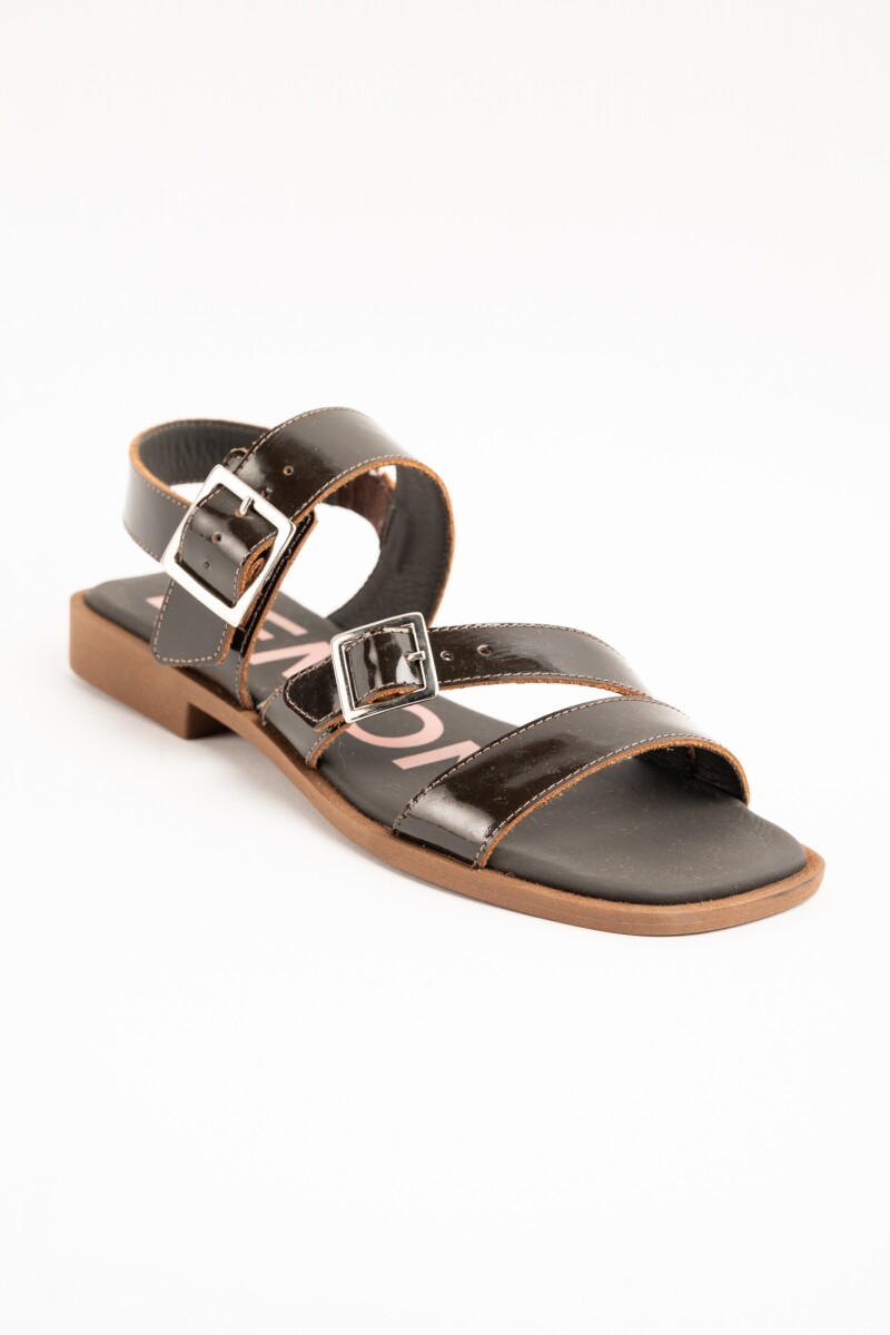 Sandalias De Doble Hebilla Chocolate