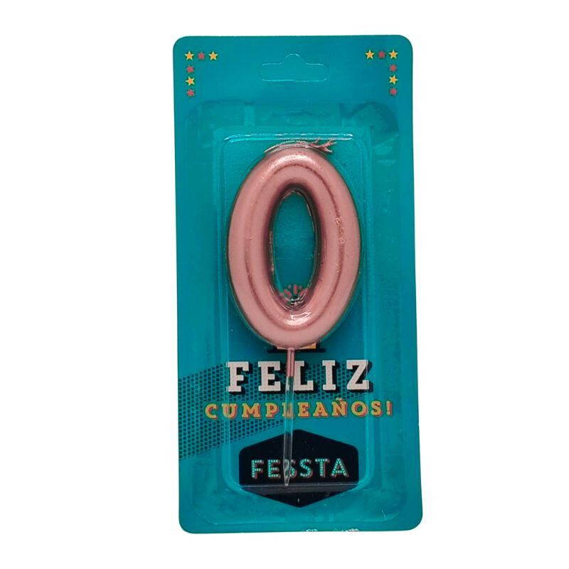 Vela Fessta Número Metalizada Rosa Oro CERO