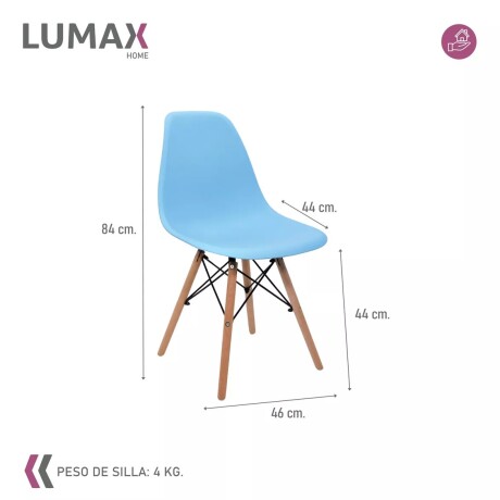 Silla De Comedor Eames Pack 2 Unidades Varios Colores Lumax Azul