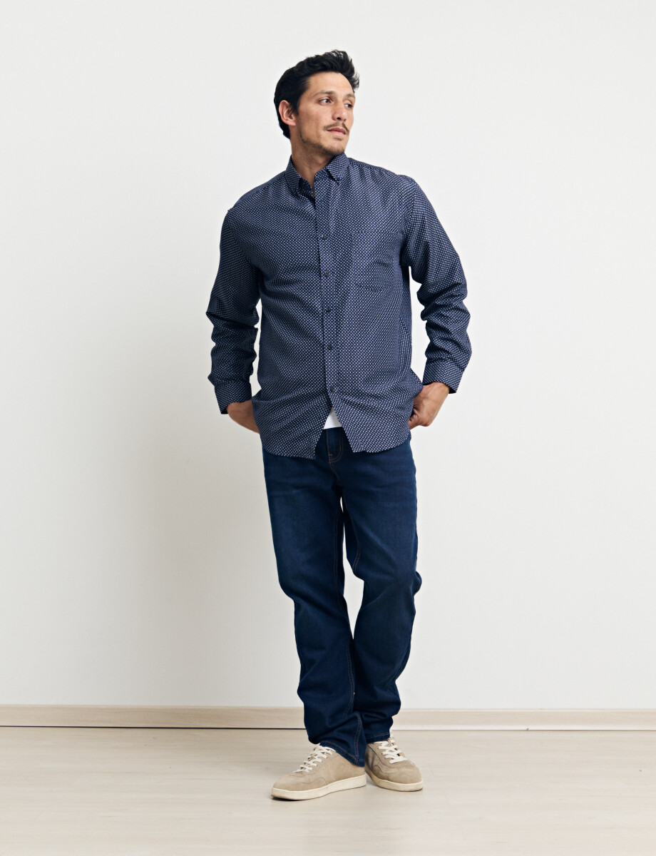 012669 CAMISA HARRINGTON LABEL Azul Osc/bla