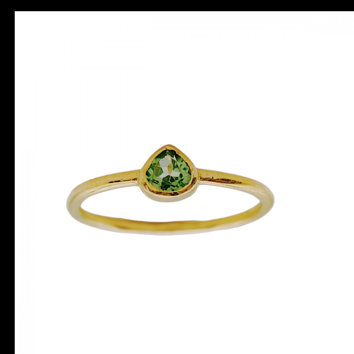 Anillo Lagrima- Plata rodinada con micra oro 18k- Piedra Peridoto-AN2005 - conpiedra 