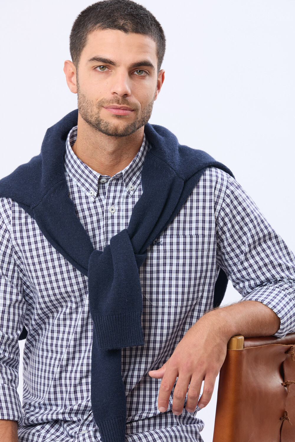 CAMISA SPORT A CUADROS Celeste