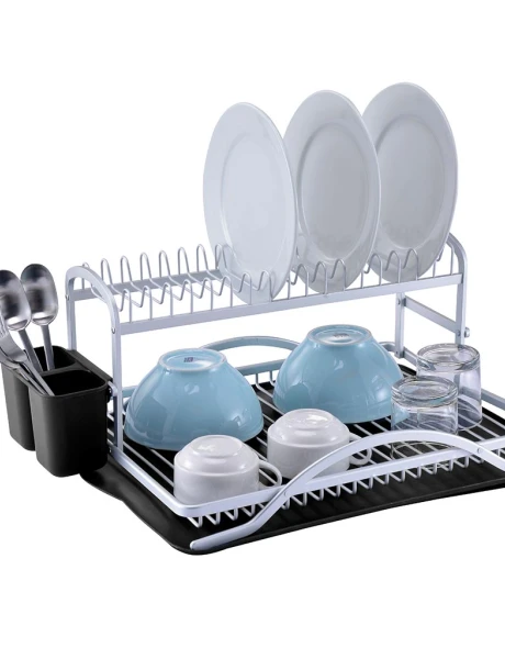 ESCURRIDOR 2 NIVELES C/CUB. ALUM 50x38x22CM NEGRO ESCURRIDOR 2 NIVELES C/CUB. ALUM 50x38x22CM NEGRO