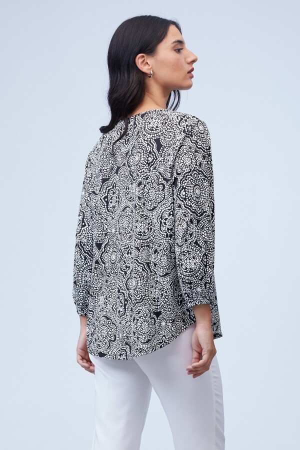 Blusa Keyhole NEGRO/BLANCO