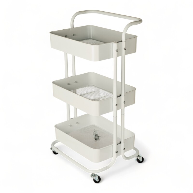 Carrito Rack Multiusos Organizador 3 Estantes 100% Metal Blanco