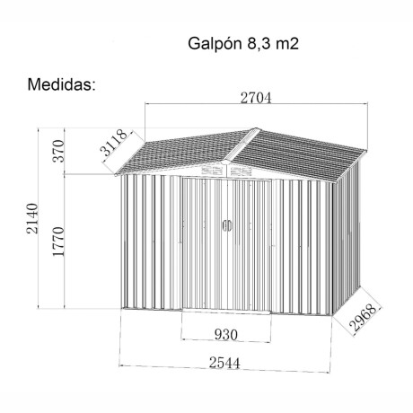 Galpón Ecodrop prefabricado Reforzado 8,3M2 + Alarma Galpón Ecodrop prefabricado Reforzado 8,3M2 + Alarma