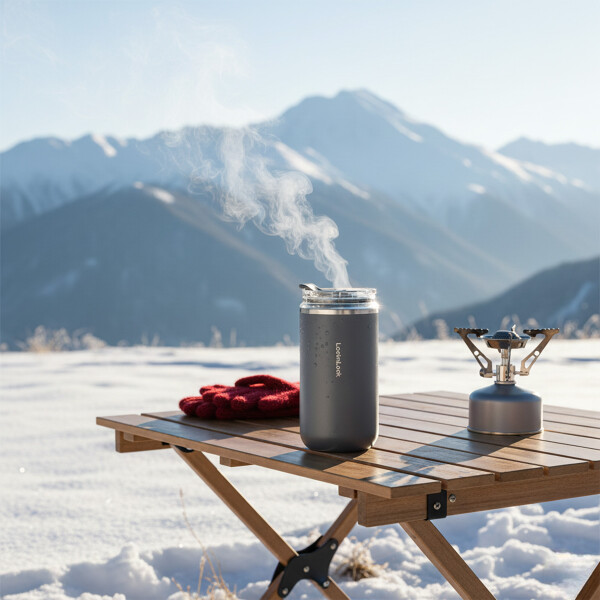 Vaso Termico Acero Inoxidable Hermetico Tapa Aislante 350ml Color Gris