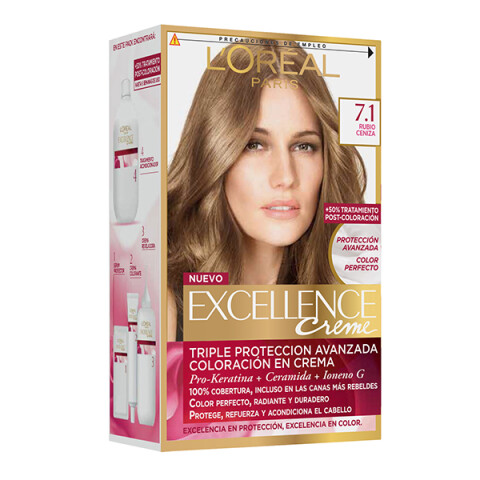 Tinta para cabello Excellence Tono 71 rubio ceniza