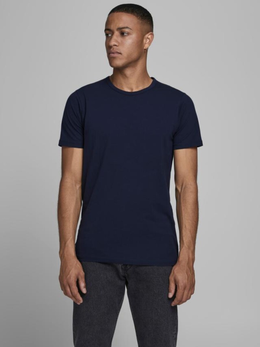 Camiseta Básica Regular Fit De Algodón Y Lycra - Navy Blue 