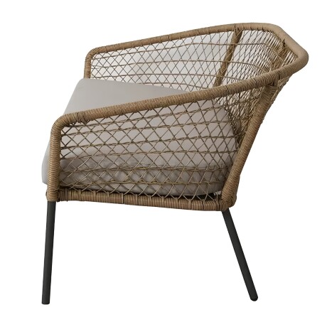 Juego De Jardin Rattan Lumax Exterior 2 Sillones + Mesa Beige