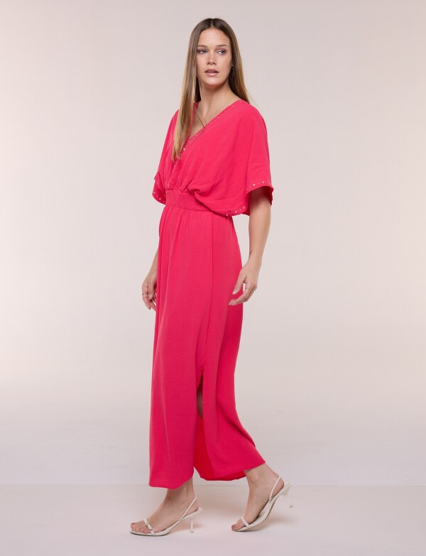 Vestido Maxi Con Tachas FUCSIA