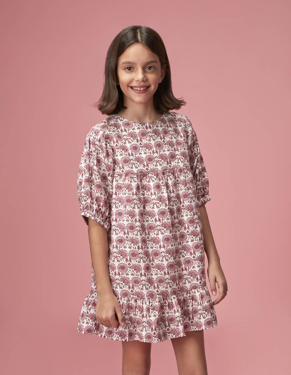 Vestido Estampado Flores - Berenjena 