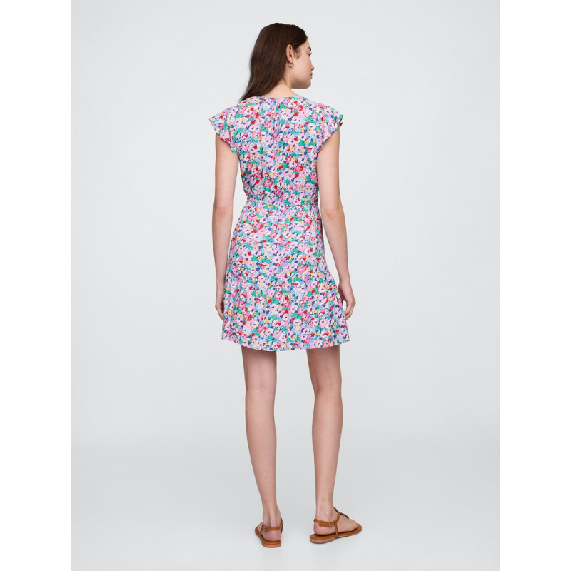 V-OPP SS TIE WAIST MINI BLUE DITSY FLORAL