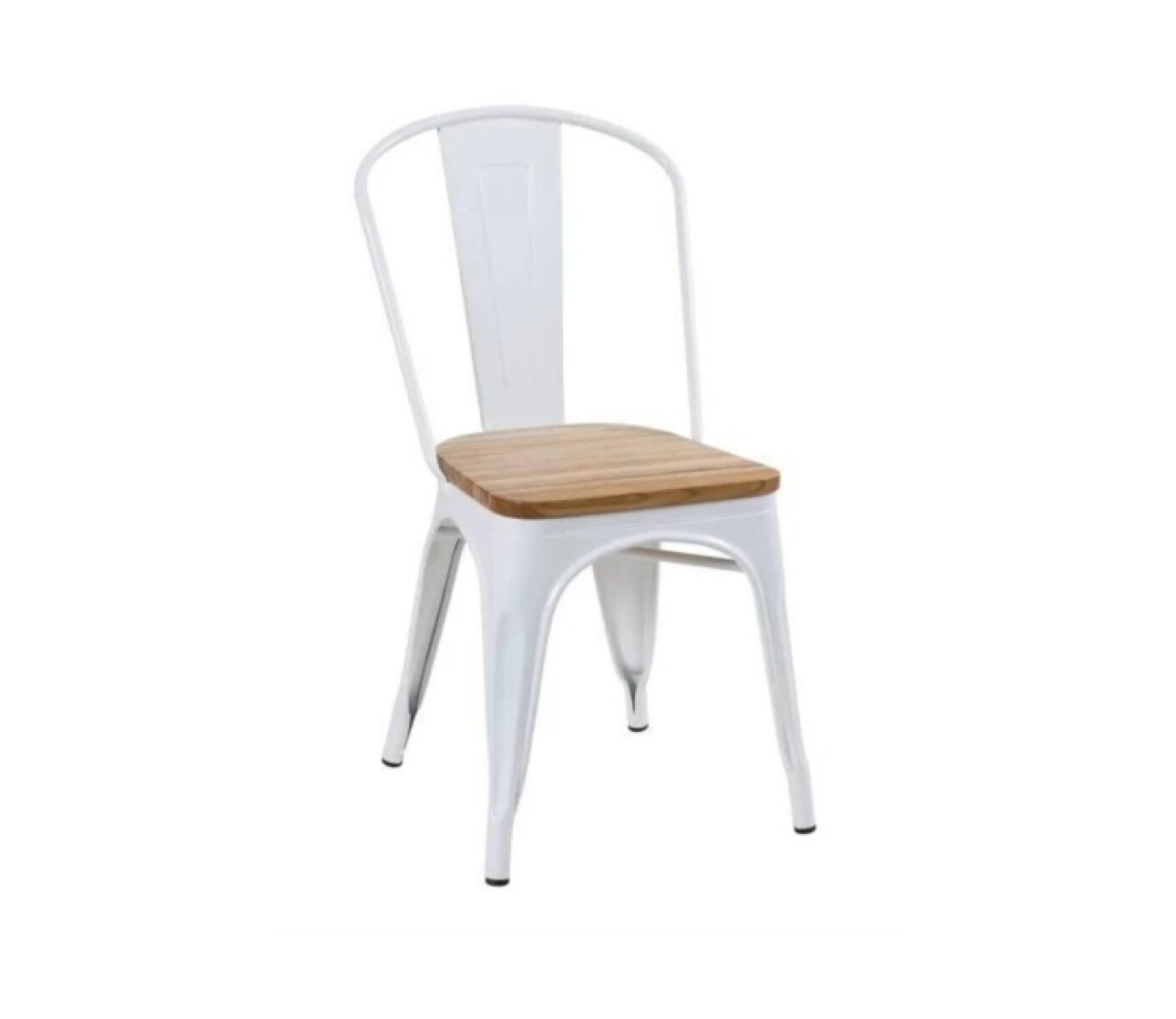 Silla Tolix Asiento Madera Blanca 