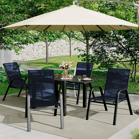 Silla Jardín Metálica Butaca Exterior C/Apoyabrazos Azul