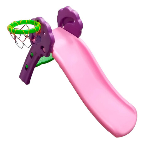 Tobogán Infantil Plástico Mediano P/niño + Aro Basket Violeta con rosado