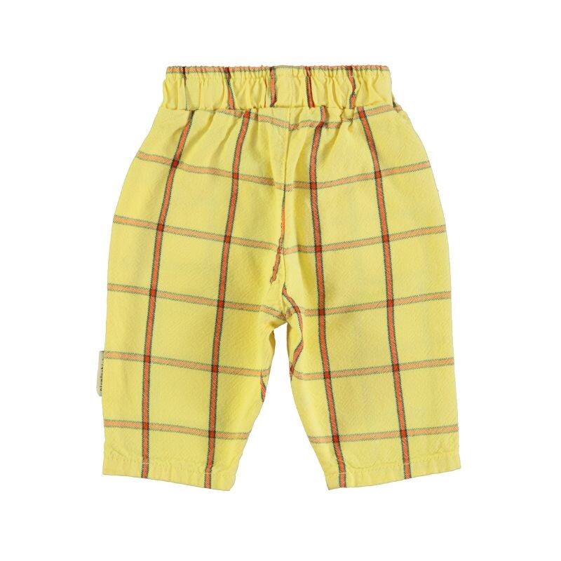 Pantalón a cuadros con bolsillos y elástico Amarillo Pantalón a cuadros con bolsillos y elástico Amarillo