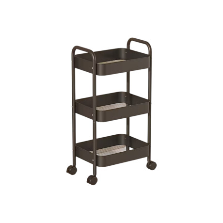 Carro organizador metálico de 3 niveles con ruedas Negro