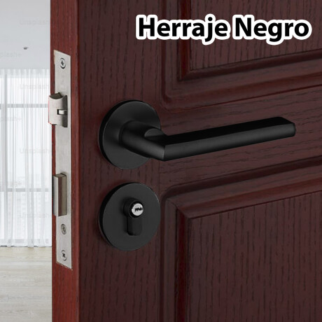 Puerta Interior en MDF con Marco y Cerradura Lumax Marrón Claro Diseño Ankara Herraje Negro