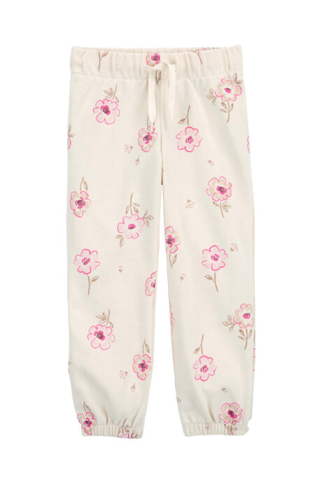Pantalón deportivo de algodón, diseño floral Sin color