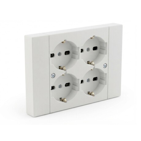 22105 MARCO C/4 SCH 2P+T C/SEG Marco con 4 Tomacorrientes Schuko 2P+T con Seguro Blanco