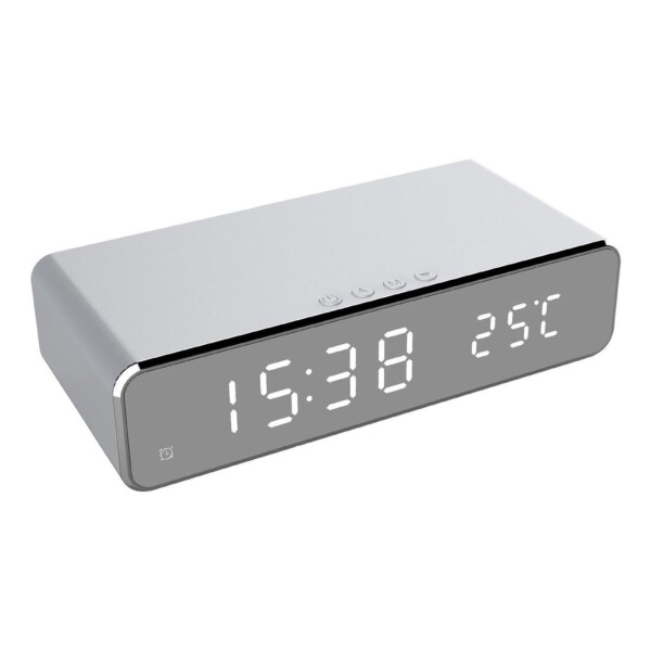Reloj Despertador Espejo Cargador Inalambrico Termometro Reloj Despertador Espejo Cargador Inalambrico Termometro