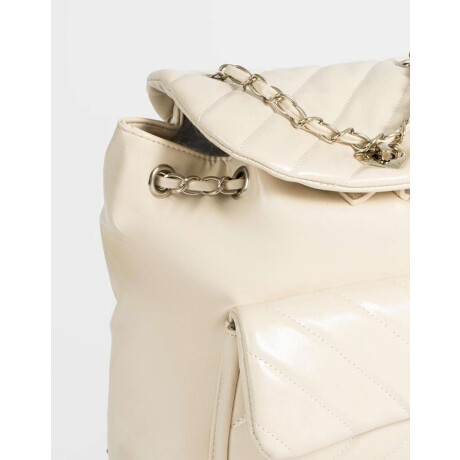 Mochila Puffy Con Solapa Blanco Crudo