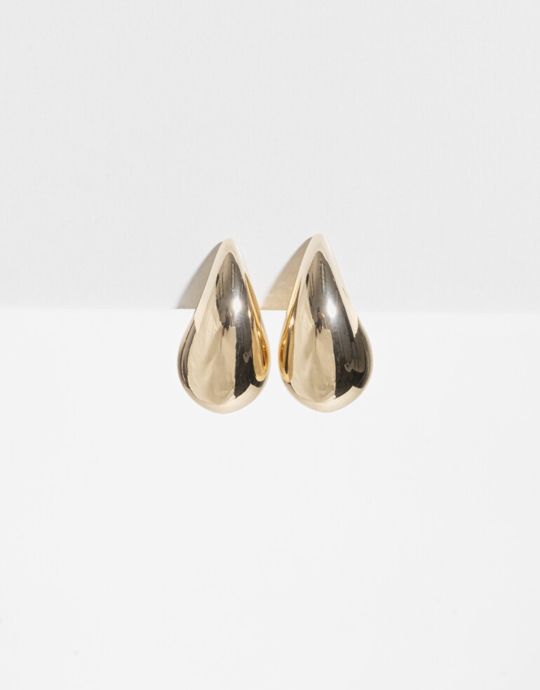 Aros Colgantes Cortos Metal Aros Gota Chunky Grandes - Dorado