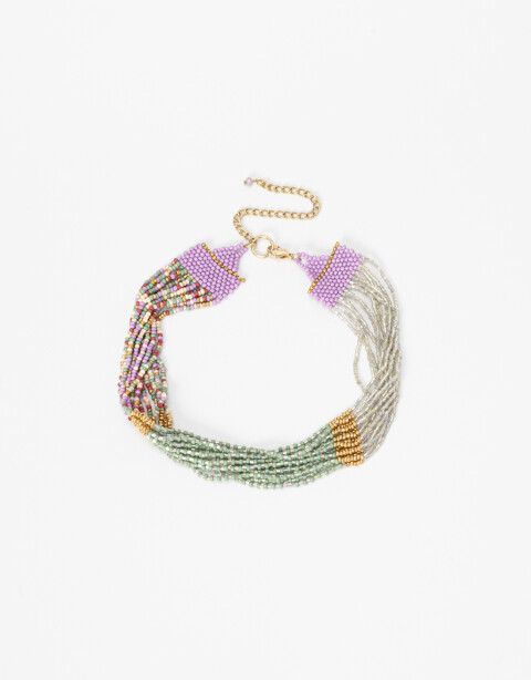Chokers Canutillos Collar Chocker De Beads Multicolor - Dorado