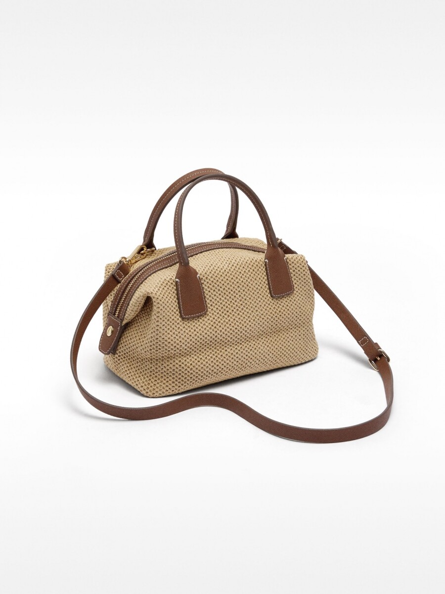 Bolso Tote Efecto Rafia Con Bandolera M natural